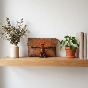 Genuine Python Snakeskin Leather Shoulder Bag: Handmade Designer Purse