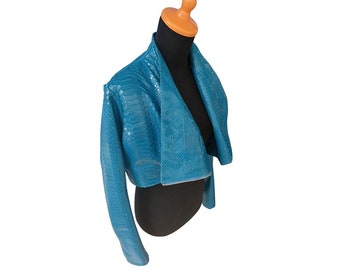 Turquoise Bolero Jackets for Evening Dresses, High Neck Style Leather Jacket, Women Leather Jacket for Wedding Event