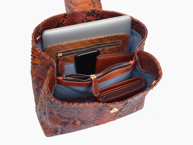 Luxury Genuine Python Leather Tote Bag: Handmade Exotic Handbag With ...