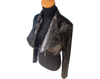 Bolero Jackets for Evening Dresses Black Snakeskin Exotic Leather