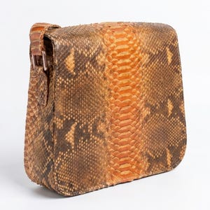 Genuine Python Snakeskin Messenger Bag: Luxury Exotic Leather Crossbody Satchel