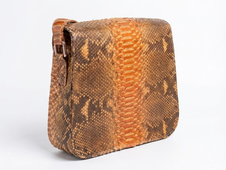 Genuine Python Snakeskin Messenger Bag: Luxury Exotic Leather Crossbody Satchel