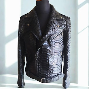 Snake Skin Biker Leather Jacket