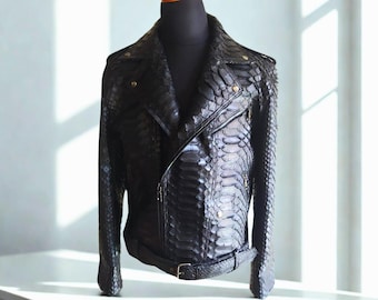 Snake Skin Biker Leather Jacket
