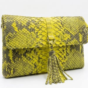 Genuine Python Snakeskin Leather Shoulder Bag: Handmade Designer Purse
