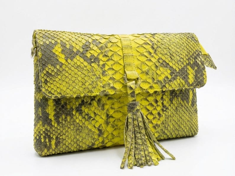 Genuine Python Snakeskin Leather Shoulder Bag: Handmade Designer Purse