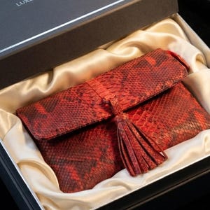 Genuine Python Snakeskin Leather Shoulder Bag: Handmade Designer Purse