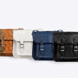 Genuine Python Snakeskin Messenger Bag: Luxury Exotic Leather Crossbody Satchel