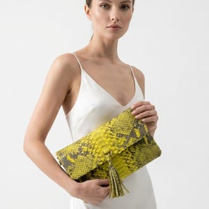 Genuine Python Snakeskin Leather Shoulder Bag: Handmade Designer Purse
