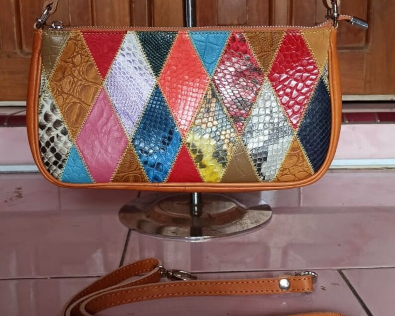 Python Snakeskin Textured Shoulder Bag Pattern