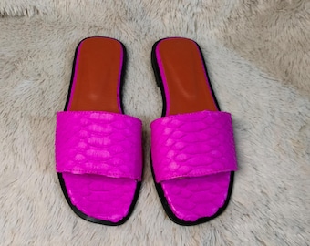 Snake Skin Slip On Summer Sandals for Women