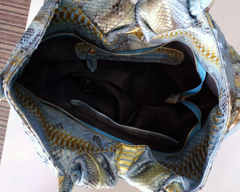 Python Snakeskin Leather Turquoise Floy Hobo Women Shoulder - Etsy