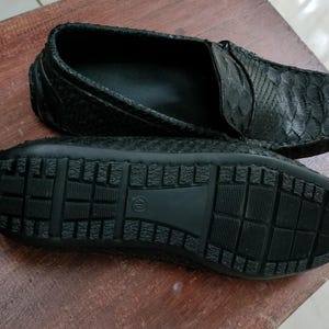 Black Snakeskin Casual Loafers For Men 4