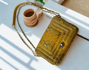 Snakeskin Leather Crossbody Bag