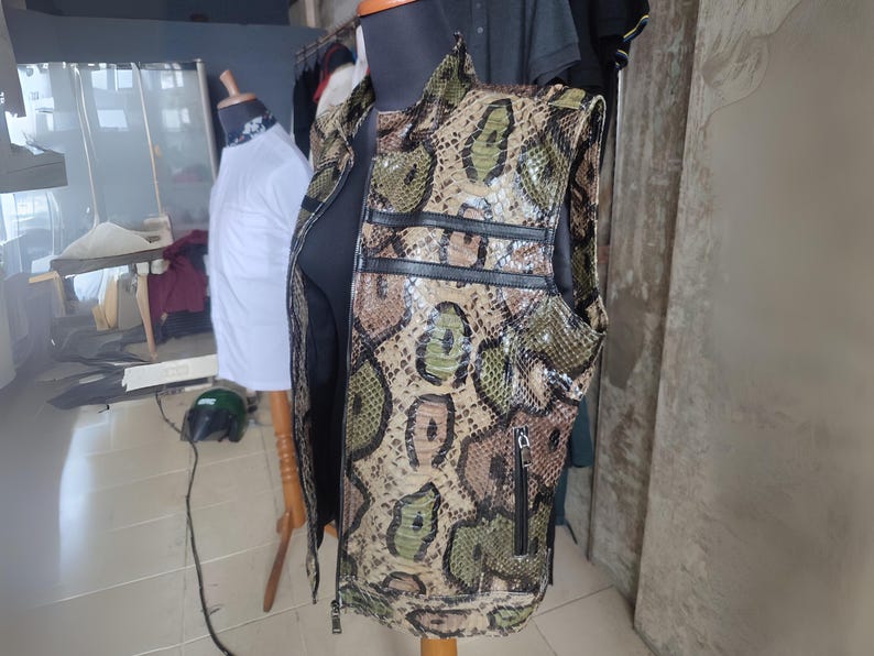 Genuine Python Snakeskin Motorcycle Leather Vest 8