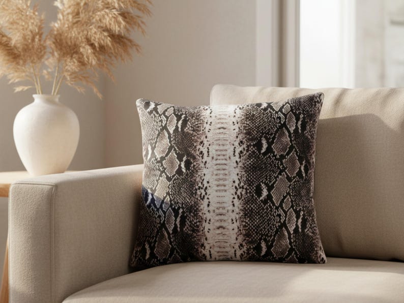 Genuine Python Snakeskin Sofa Cushion Covers: Exotic Leather Throw Pillow Living Room Decor