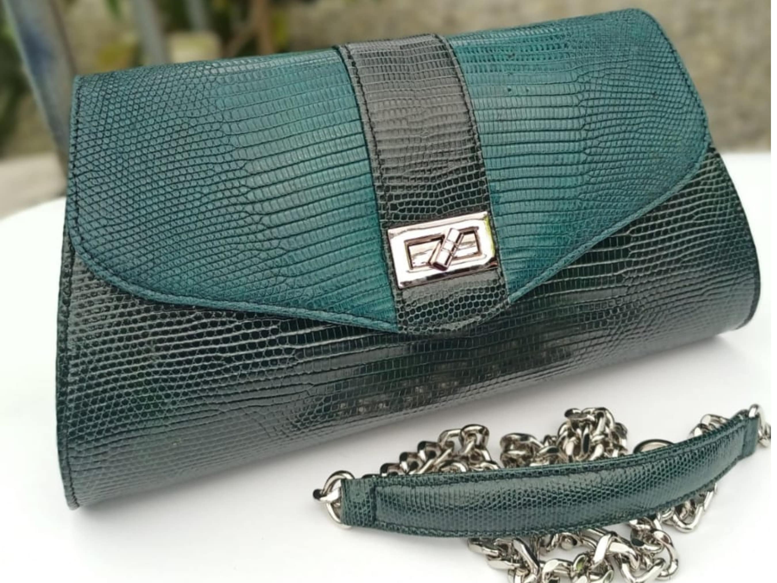 Laminated Lizard Embossed Eco Leather Divina Mini Shoulder Bag