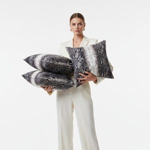 Genuine Python Snakeskin Sofa Cushion Covers: Exotic Leather Throw Pillow Living Room Decor