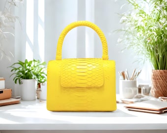 Aesthetic Snakeskin Bag - Top Handle Python Skin Handbag - Evening Purse Women Choices