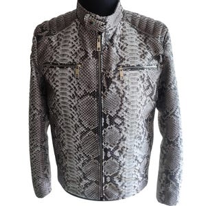 Quilt Jacket for Men - Natural Snakeskin Python Leather