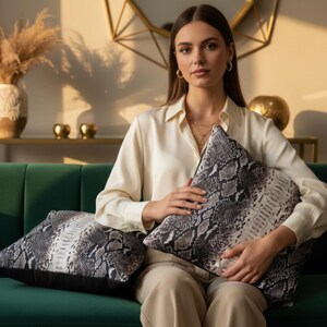 Genuine Python Snakeskin Sofa Cushion Covers: Exotic Leather Throw Pillow Living Room Decor