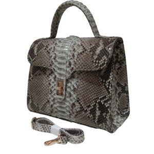 Wedding Formal Women Leather Handbag Purse, Genuine Python Snakeskin Crossbody Leather Bag, Large Compartment & Organizer Purse