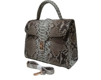 Wedding Formal Women Leather Handbag Purse, Genuine Python Snakeskin Crossbody Leather Bag, Large Compartment & Organizer Purse