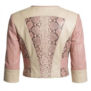 Back view python snakeskin leather jacket women slim fit design