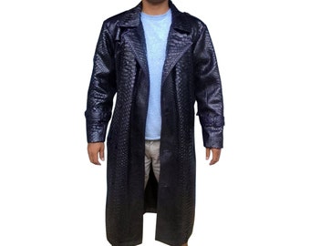 Winter Trench Coats Genuine Python Snakeskin Leather