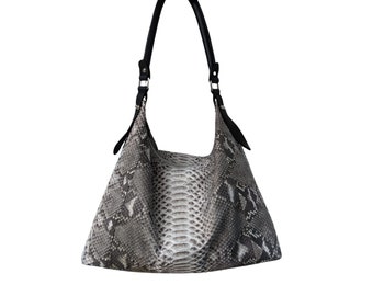 Natural Snakeskin Hobo Purse Shoulder Bags for Ladies Medium Size