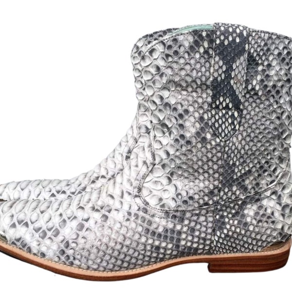 Schlangenleder Python Leder Spitz Ankle Cowboy Stiefel