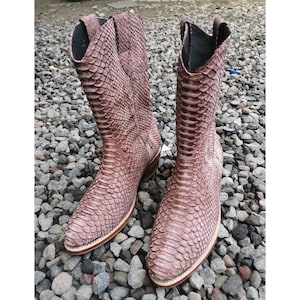 Brown Snakeskin Python Leather Boots