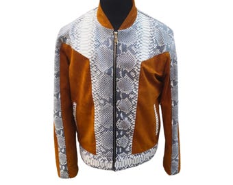 Snakeskin Cowboy Leather Jacket with a Touch of Suede