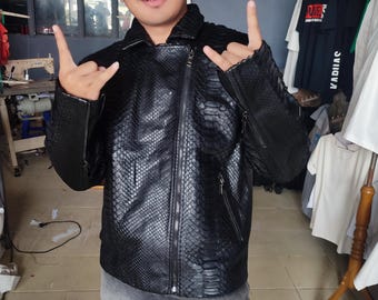 Python Snake Skin Windbreaker Jacket Unique Riding Style