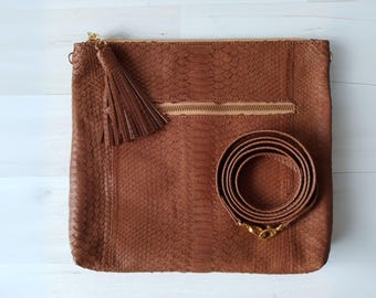 Simple Snakeskin Shoulder Sling Bag
