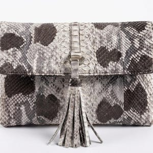 Genuine Python Snakeskin Leather Shoulder Bag: Handmade Designer Purse