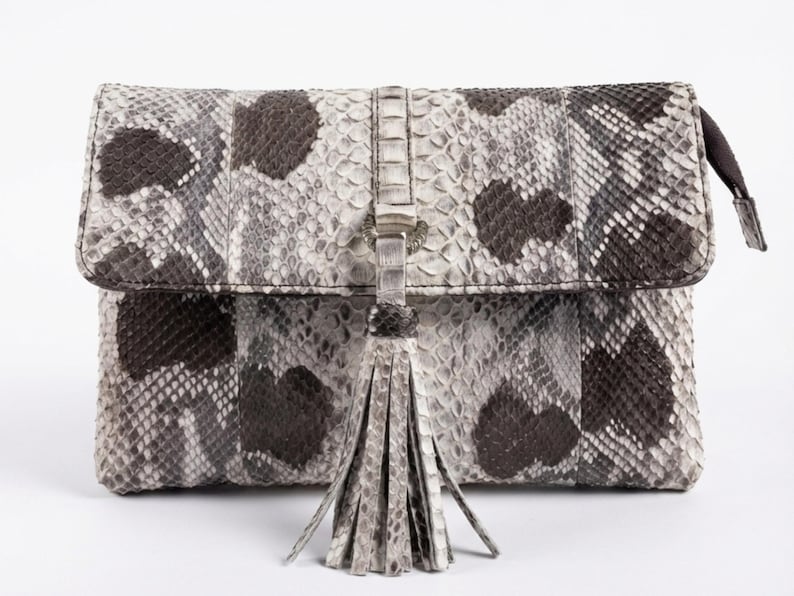 Genuine Python Snakeskin Leather Shoulder Bag: Handmade Designer Purse