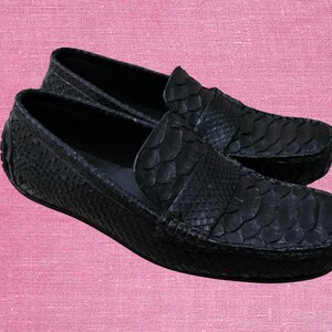 Black Snakeskin Casual Loafers For Men 5