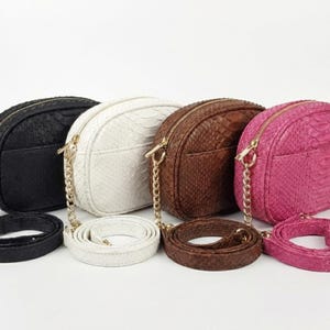 Genuine Python Snakeskin Shoulder Bag for Women: Black, Brown, White, Pink Exotic Purse