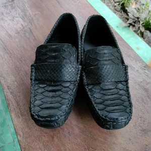 Black Snakeskin Casual Loafers For Men 6