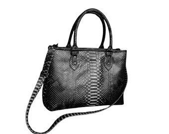 Crossbody Tote Bags for Women,Top Handle Shoulder Handbags,Genuine Python Snakeskin Leather Purse