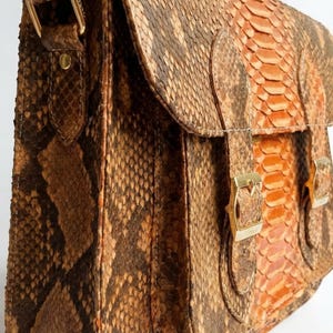 Genuine Python Snakeskin Messenger Bag: Luxury Exotic Leather Crossbody Satchel