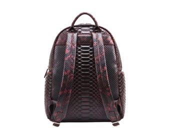 Luxury Genuine Python Snakeskin Backpack: Handmade Real Leather