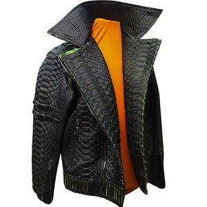 Motorcycle Leather Jacket | King Snakeskin Python Leather Scales