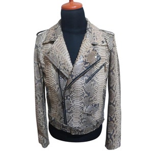 Python Snakeskin Motorcycle Leather Jacket for Bikers