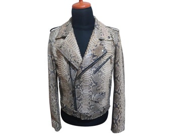 Python Snakeskin Motorcycle Leather Jacket for Bikers