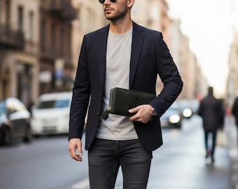 Python Snakeskin Herren Geldbörse: Handgemachte exotische Leder-Reißverschluss-Clutch für stilvolle Gentlemen