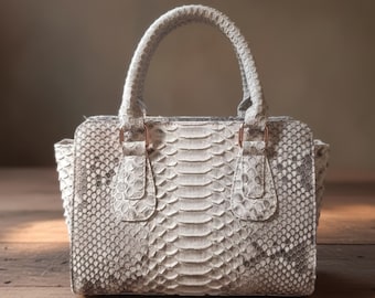 Luxury Genuine Python Snakeskin Leather Women Handbag: Elegant Designer Tote Bag