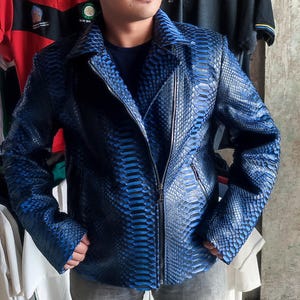 Men&#39;s Genuine Python Snakeskin Leather Motorcycle Jacket | Bold & Unique Leather Jacket for Fashion Souls | Ride in Style!