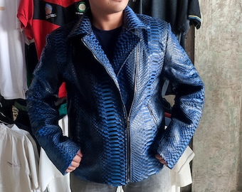 Men's Genuine Python Snakeskin Leather Motorcycle Jacket | Bold & Unique Leather Jacket for Fashion Souls | Ride in Style!